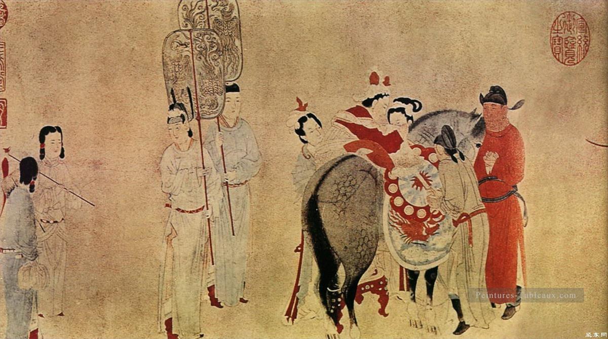 qian xuan yang guifei monter un cheval partie traditionnelle Peintures à l'huile
